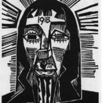 Kopf / Kristus (Wittek 121, Schapire 208). Original woodcut, 1918. Edition: 75 signed and numbered impressions on paper with larg margins published in the 1919 portfolio, Neun Holzschnitt / Nine Woodcuts.